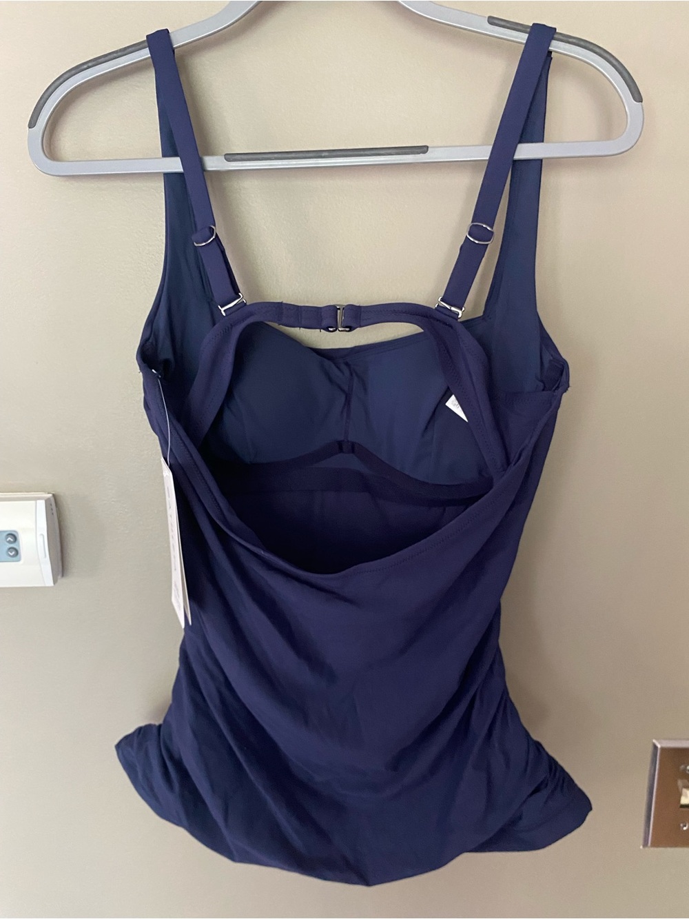 NWT ATHLETA Navy Blue Square Neck Bra Cup Tankini Swim Top Size 36 B/C - Picture 4 of 8